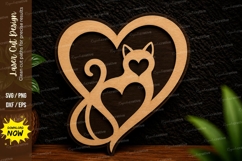Romantic Cat Heart Laser Cut SVG Design cat heart svg, roman Product Image 1