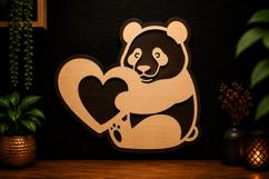 Cute Panda With Heart Laser Cut SVG Design panda svg, panda Product Image 1