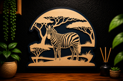 Zebra Safari Scene Laser Cut SVG Design zebra svg, safari Product Image 1