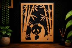 Panda Bamboo Frame Laser Cut SVG Design panda frame svg Product Image 1