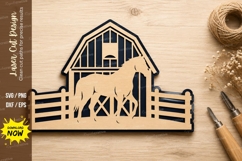 Barn Horse Farm Laser Cut SVG Design horse barn svg, farm Product Image 1