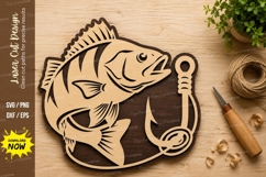 Fishing Bass Hook Laser Cut SVG Design fishing svg, bass Product Image 1