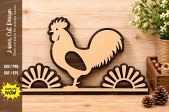 Rooster Sunrise Laser Cut SVG Design rooster svg, sunrise Product Image 1