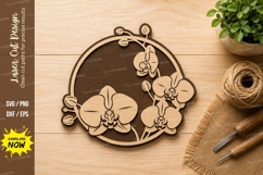 Orchid Floral Wreath Laser Cut SVG Design orchid svg, flora Product Image 1