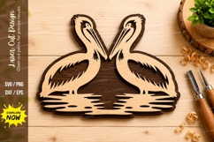 Pelican Couple Laser Cut SVG Design pelican svg, pelican Product Image 1