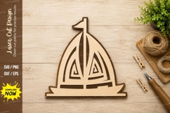 Minimal Sailboat Laser Cut SVG Design sailboat svg, boat svg Product Image 1