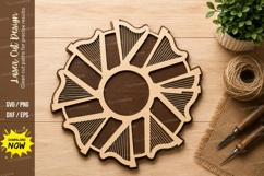 Geometric Sunburst Frame Laser Cut SVG Design geometric svg Product Image 1
