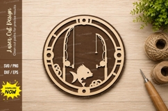 Fishing Lake Scene Laser Cut SVG Design fishing svg, fishing Product Image 1