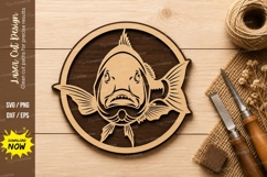 Bass Fish Circle Laser Cut SVG Design bass fish svg, fishing Product Image 1