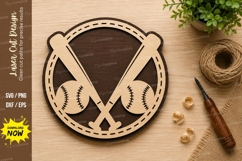 Baseball Bats Circle Laser Cut SVG Design baseball svg Product Image 1