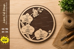 Orchid Floral Circle Laser Cut SVG Design orchid svg, floral Product Image 1