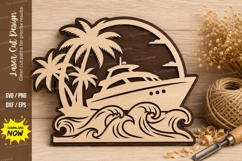 Tropical Yacht Ocean Laser Cut SVG Design yacht svg,tropical Product Image 1