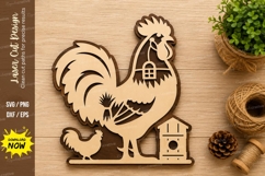 Farm Rooster Scene Laser Cut SVG Design rooster svg, farm Product Image 1