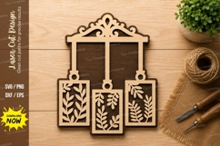Hanging Plant Shelf Laser Cut SVG Design plant shelf svg, Product Image 1