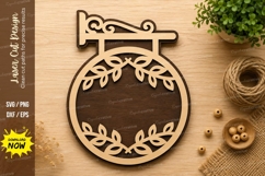 Round Hanging Wreath Frame Laser Cut SVG Design round frame Product Image 1
