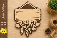 Rustic Hanging Wooden Sign Laser Cut SVG Design rustic sign Product Image 1