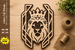 Crowned Lion Face Laser Cut SVG Design lion face svg Product Image 1