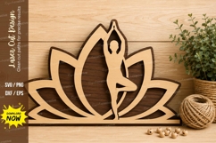 Lotus Yoga Pose Laser Cut SVG Design yoga svg, lotus yoga Product Image 1