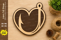 Fishing Heart Hook Laser Cut SVG Design fishing heart svg Product Image 1