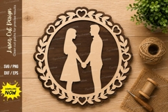 Romantic Couple Circle Laser Cut SVG Design couple svg Product Image 1