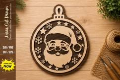 Santa Ornament Circle Laser Cut SVG Design santa ornament Product Image 1