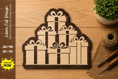 Stacked Christmas Gifts Laser Cut SVG Design stacked gifts Product Image 1