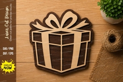 Modern Present Box Laser Cut SVG Design present box svg Product Image 1