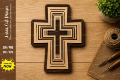 Modern Layered Cross Laser Cut SVG Design modern cross svg, Product Image 1
