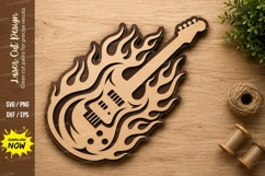 Electric Guitar Flame Laser Cut SVG Design electric guitar Product Image 1
