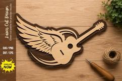 Acoustic Guitar Wings Laser Cut SVG Design acoustic guitar Product Image 1