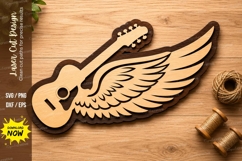 Winged Acoustic Guitar Laser Cut SVG Design winged acoustic Product Image 1
