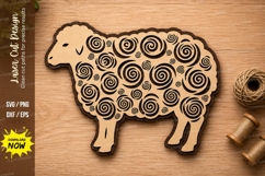 Decorative Sheep Laser Cut SVG Design sheep svg, farm animal Product Image 1