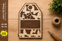 Butterfly Tag Frame Laser Cut SVG Design butterfly tag svg Product Image 1