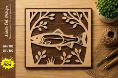 Nature Fish Scene Laser Cut SVG Design fish scene svg Product Image 1