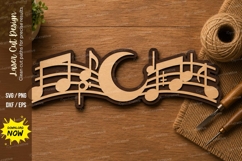 Musical Notes Moon Laser Cut SVG Design music notes svg Product Image 1