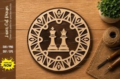 Chess Circle Mandala Laser Cut SVG Design chess svg, chess Product Image 1