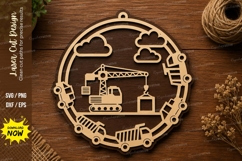 Construction Vehicle Circle Laser Cut SVG Design Product Image 1