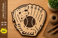 Baseball Glove Laser Cut SVG Design baseball glove svg Product Image 1