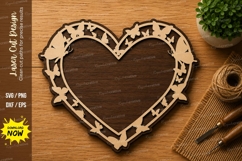 Heart Vine Frame Laser Cut SVG Design heart frame svg, vine Product Image 1