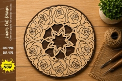 Rose Wreath Mandala Laser Cut SVG Design rose wreath svg Product Image 1