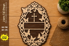 Christian Floral Oval Frame Laser Cut SVG Design christian Product Image 1