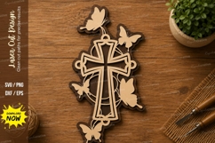 Butterfly Cross Laser Cut SVG | Christian Cross Wall Decor Product Image 1