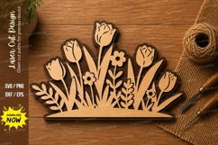 Tulip Flower Border Laser Cut SVG | Floral Wooden Decor Cut Product Image 1