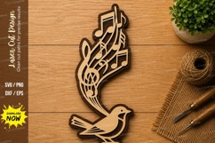 Music Bird Laser Cut SVG | Musical Notes Bird Wall Art Product Image 1