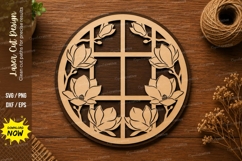 Magnolia Floral Round Frame SVG | Laser Cut Flower Wreath Product Image 1