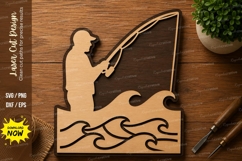 Fishing Boy Laser Cut SVG | Fisherman Wooden Wall Art | Fish Product Image 1
