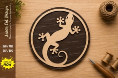 Gecko Lizard Circle Wall Art Laser Cut SVG File gecko svg Product Image 1