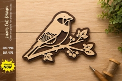 Bird on Branch Nature Wall Art Laser Cut SVG File bird branc Product Image 1