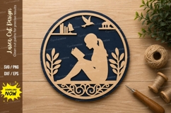 Praying Woman Circle Wall Art Laser Cut SVG File praying Product Image 1