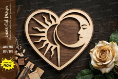Sun Moon Face Heart Mandala Artistic Laser Cut SVG Product Image 1